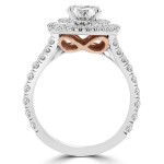 La Vita Vital White/ Rose Gold 1 4/5ct TDW Double Halo Diamond Engagement Ring - Handcrafted By Name My Rings™