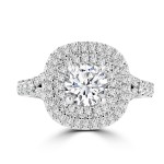 La Vita Vital White/ Rose Gold 1 4/5ct TDW Double Halo Diamond Engagement Ring - Handcrafted By Name My Rings™