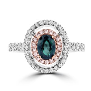 La Vita Vital White Gold .79ct TGW Brazilian Alexandrite and Diamond Statement Ring - Handcrafted By Name My Rings™
