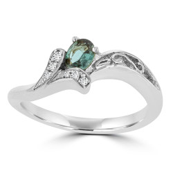 La Vita Vital White Gold, Fine Brazilian Alexandrite 0.20cts & Diamond 0.02cts TDW Ring - Handcrafted By Name My Rings™