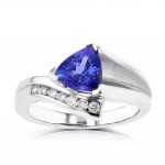 La Vita Vital White Gold Trillion Tanzanite 2.17cts and Diamond 0.24ct TDW Ring - Handcrafted By Name My Rings™