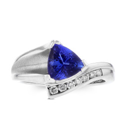 La Vita Vital White Gold Trillion Tanzanite 2.17cts and Diamond 0.24ct TDW Ring - Handcrafted By Name My Rings™