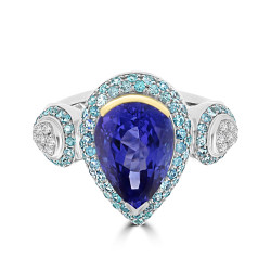 La Vita Vital Two-Tone 5.2cts Tanzanite Paraiba Tourmaline and Diamond Ring - Handcrafted By Name My Rings™