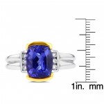 La Vita Vital Two-Tone Gold Tanzanite and 1/8ct TDW White Diamond Ring - Handcrafted By Name My Rings™