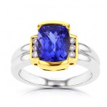 La Vita Vital Two-Tone Gold Tanzanite and 1/8ct TDW White Diamond Ring - Handcrafted By Name My Rings™