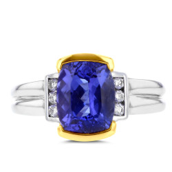 La Vita Vital Two-Tone Gold Tanzanite and 1/8ct TDW White Diamond Ring - Handcrafted By Name My Rings™