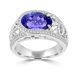 La Vita Vital White Gold Oval 3.62ct Tanzanite and Diamond 0.32ct TDW Ring - Handcrafted By Name My Rings™