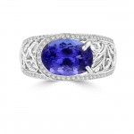 La Vita Vital White Gold Oval 3.62ct Tanzanite and Diamond 0.32ct TDW Ring - Handcrafted By Name My Rings™