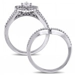 White Gold 5/8ct TDW Princess Cut Diamond Bridal Ring Set - Handcrafted By Name My Rings™