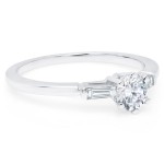 0.65ct TDW Petite Round and Baguette Classic Diamond Engagement Ring White Gold - Handcrafted By Name My Rings™
