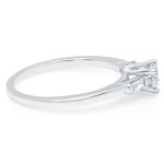 0.65ct TDW Petite Round and Baguette Classic Diamond Engagement Ring White Gold - Handcrafted By Name My Rings™