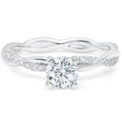 0.85ct TDW Pave Set Round Solitaire twisty infinity Diamond Engagement Ring available in Gold. - Handcrafted By Name My Rings™