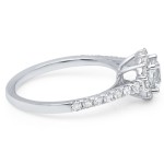 Gold 1 1/6ct TDW White Diamond Halo Cathedral Engagement Ring - Handcrafted By Name My Rings™