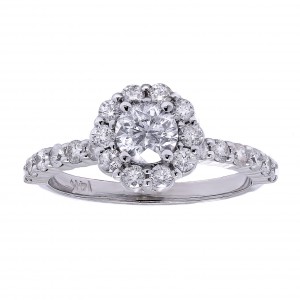 Gold 1 2/5ct TDW White Diamond Floral Halo Engagement Ring - Handcrafted By Name My Rings™