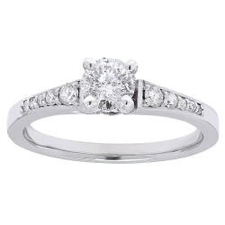 LeZari and Co. 0.65ct TDW Classic graduated Engagement Ring, Pave, petite and delicate in White Yellow and Rose gold. - Handcrafted By Name My Rings™