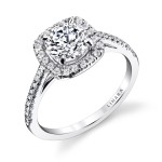 White Gold and 0.30ct TDW Semi-Mount Diamond Engagement Ring - Handcrafted By Name My Rings™
