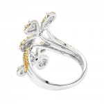 Gold White Yellow Diamond Flower Cocktail Ring for Women 1.5ct - Handcrafted By Name My Rings™