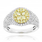 Gold 1 3/4ct TDW White and Yellow Diamond Engagement Ring - Handcrafted By Name My Rings™