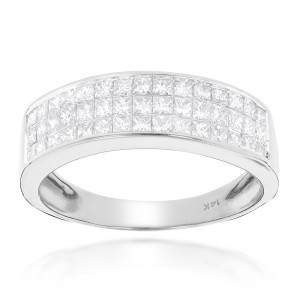 Gold 1 3/8ct TDW Princess-cut Diamond Wedding Band - Handcrafted By Name My Rings™