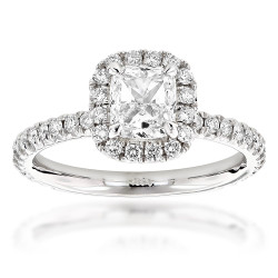 Gold 2ct TDW Cushion-cut Diamond Halo Engagement Ring - Handcrafted By Name My Rings™