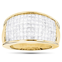 Gold 3 1/6ct TDW Princess-cut Invisible-set Diamond Ring - Handcrafted By Name My Rings™