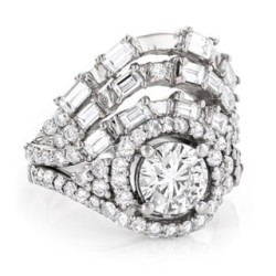 Gold 3ct TDW Designer Halo Diamond Engagement Ring Set - Handcrafted By Name My Rings™