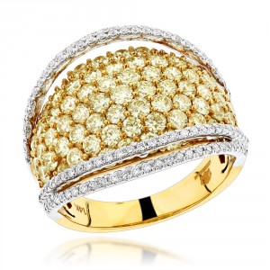 Gold 3ct TDW White and Yellow Diamond Cocktail Ring - Handcrafted By Name My Rings™