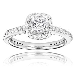 White Gold 1 1/5ct TDW Cushion and Round White Diamond Engagement Ring - Handcrafted By Name My Rings™