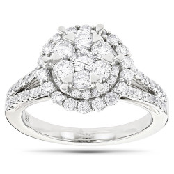 White Gold 1 3/4ct TDW Diamond Cluster Engagement Ring - Handcrafted By Name My Rings™