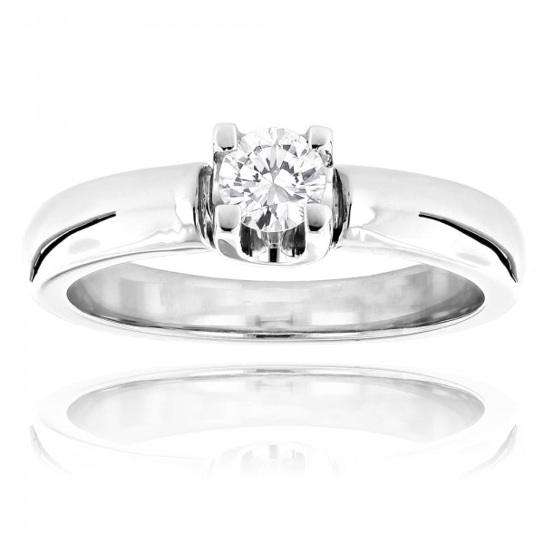 White Gold 1/5ct TDW Solitaire Diamond Engagement Ring - Handcrafted By Name My Rings™