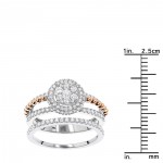 Unique Gold 1 Carat Halo Flower Diamond Engagement Ring Set - Handcrafted By Name My Rings™