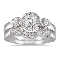 White Gold 1/2ct TDW Antique Diamond Bridal Ring Set - Handcrafted By Name My Rings™