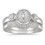 White Gold 1/2ct TDW Antique Diamond Bridal Ring Set - Handcrafted By Name My Rings™