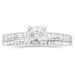 White Gold 1/3ct TDW Princess Diamond Bridal Ring Set - Handcrafted By Name My Rings™