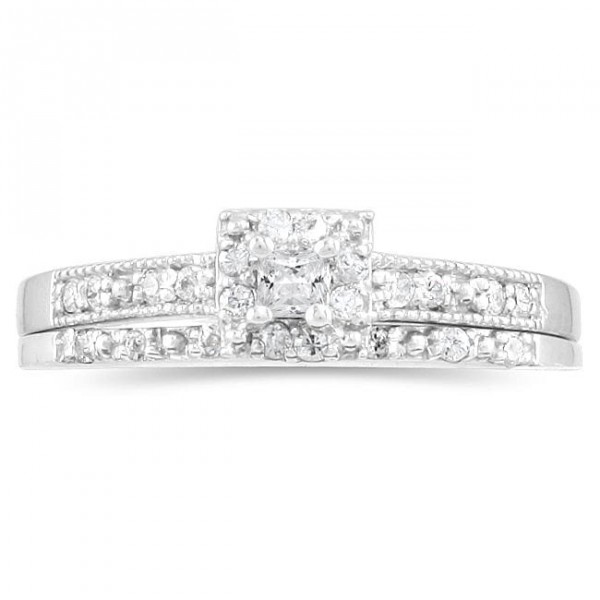 White Gold 1/3ct TDW Princess Diamond Bridal Ring Set - Handcrafted By Name My Rings™