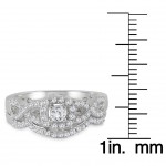 White Gold 3/4ct TDW Diamond Halo Bridal Ring Set - Handcrafted By Name My Rings™