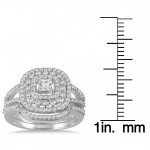 White Gold 7/8ct TDW Diamond Triple Halo Princess Bridal Ring Set - Handcrafted By Name My Rings™