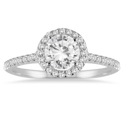White Gold 1 1/4ct TDW Diamond Halo Ring - Handcrafted By Name My Rings™