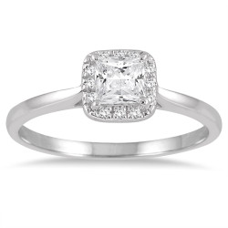White Gold 1/2ct TDW Diamond Halo Engagement Ring - Handcrafted By Name My Rings™