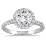 White Gold 2ct TDW Halo Diamond Engagement Ring - Handcrafted By Name My Rings™