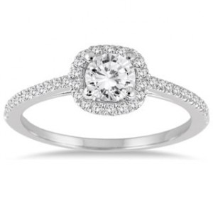 White Gold 3/4 ct TDW Diamond Halo Engagement Ring - Handcrafted By Name My Rings™
