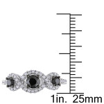 1 CT Black and White  Diamond TW 3 Stone Ring  White Gold GH I2;I3 Black Rhodium Plated - Handcrafted By Name My Rings™