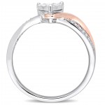 2-Tone White and Rose Gold 1/10ct TDW Diamond Heart-Shaped Crossover Engagement Ring - Handcrafted By Name My Rings™