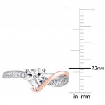 2-Tone White and Rose Gold 1/10ct TDW Diamond Heart-Shaped Crossover Engagement Ring - Handcrafted By Name My Rings™
