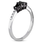 Gold 1/2ct TDW Black and White Diamond Three Stone Ring - Handcrafted By Name My Rings™