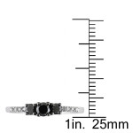 Gold 1/2ct TDW Black and White Diamond Three Stone Ring - Handcrafted By Name My Rings™