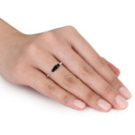 Gold 1/2ct TDW Black and White Diamond Three Stone Ring - Handcrafted By Name My Rings™