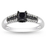 Gold 1/2ct TDW Black and White Princess-cut Diamond Ring - Handcrafted By Name My Rings™