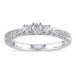 Gold 1/4ct TDW Diamond 3-stone Ring - Handcrafted By Name My Rings™