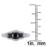 Gold 1ct TDW Black-and-white Round Diamond Halo Ring - Handcrafted By Name My Rings™